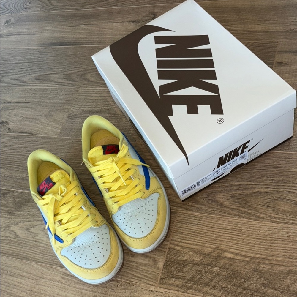 Travis Scott Yellow and Blue Sneakers